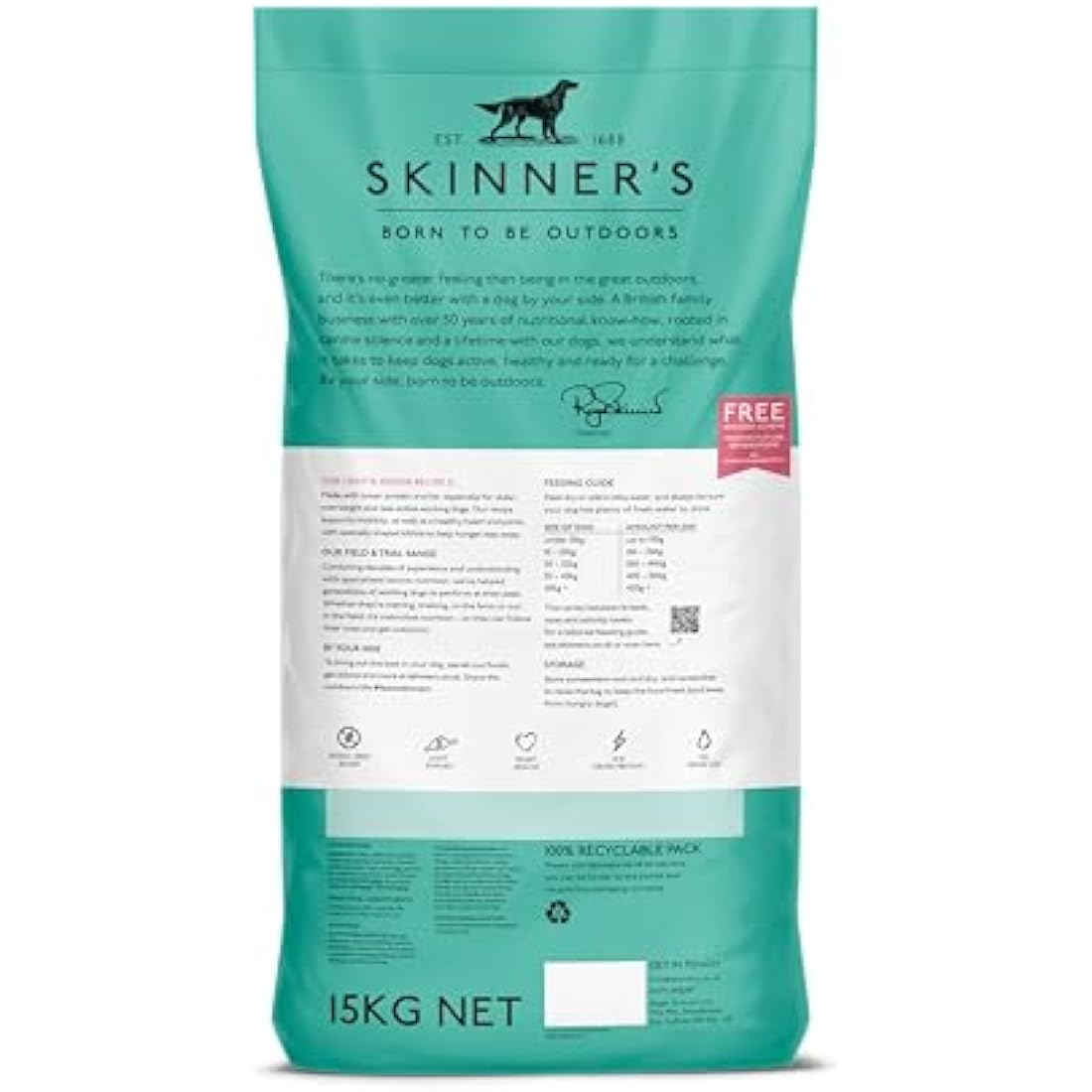Skinner’s Field & Trial Light & Senior – Complete Dry Dog Food, Ideal for Older, Overweight or Less Active Dogs, 15kg
