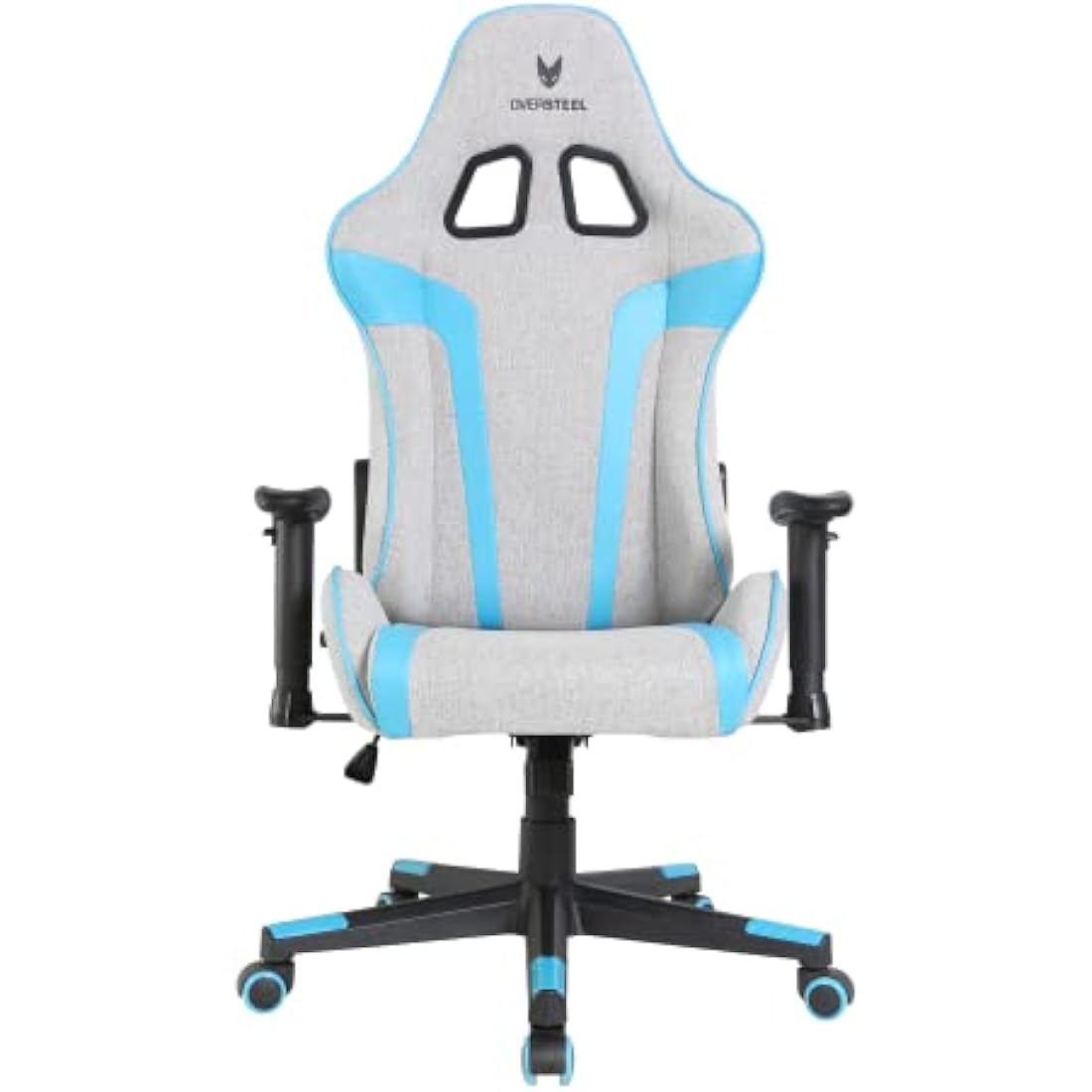 Oversteel - ULTIMET Professional Gaming Chair, Breathable Fabric, 2D Armrests, Height Adjustable, 180° Reclining Backrest, Gas Piston Class 3, Up to 120Kg, Gray/Blue