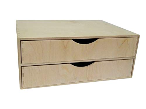 A4 Double Wide Wooden Drawer - Box Desktop Office Desk Storage Decoupage Unpainted