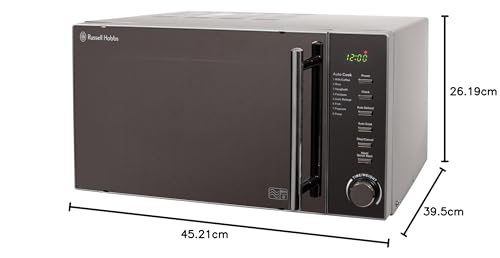 Russell Hobbs RHM2017 20L 800W Silver Digital Microwave, Child Safety Lock, Automatic Defrost, 5 Autocook Menus, Clock and Timer, Easy Clean