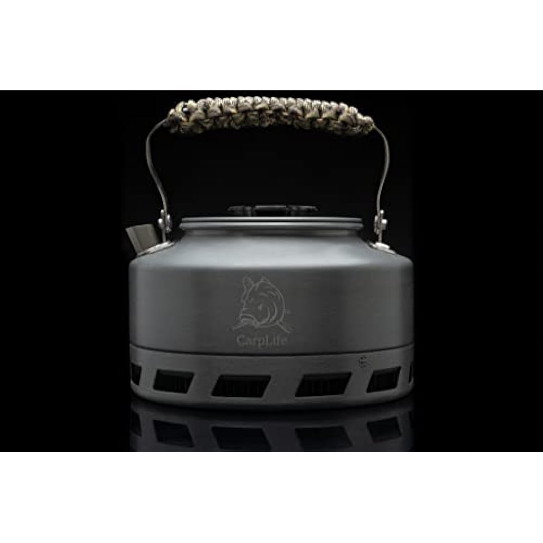Camping and Fishing Lightweight Aluminium Convection Fast Boil Kettle - CarpLife Hand Finished in the UK Rapid Boil Convection Fishing Kettle 1.1L Capacity - USA 550 Paracord Handle