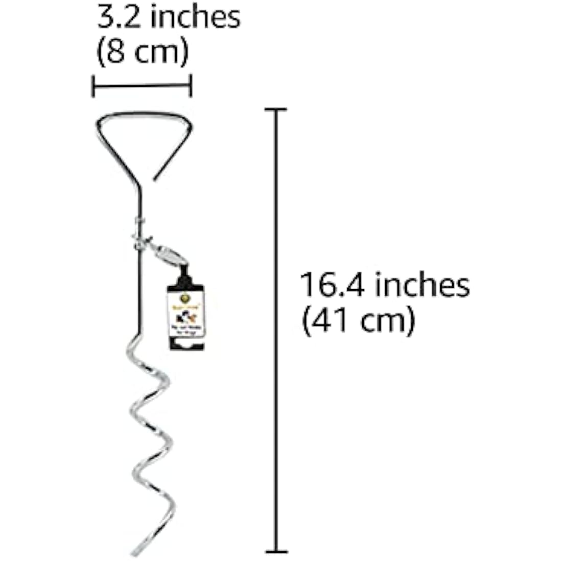 SunGrow Heavy-Duty Steel Dog Tie-Out Cable and Stake, Spiral Ground Anchor Spike with 360° Rotating Ring, Dog Tether Travel Accessories, Outdoor Yard Camping Accessories for Dogs up to 80 Pounds