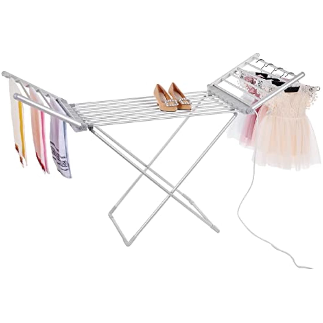 Rainberg Electric heated folding clothes dryer, 230w Energy-Efficient 18 rails and 2 Heated Wings indoor airer, wet laundry drying rack. (Heated Rack)