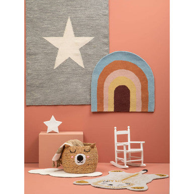 Grey and White Star Rug
