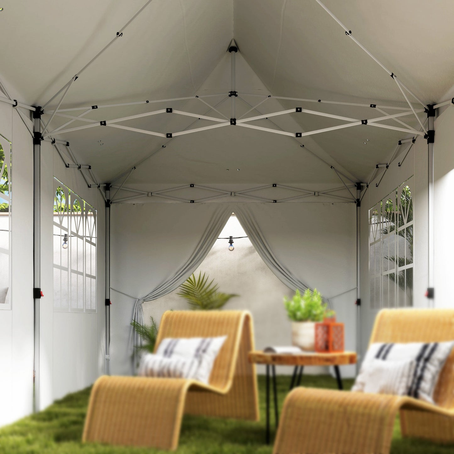 Outsunny 3 x 6m Pop Up Gazebo with Sides and Carry Bag, UPF50+, White