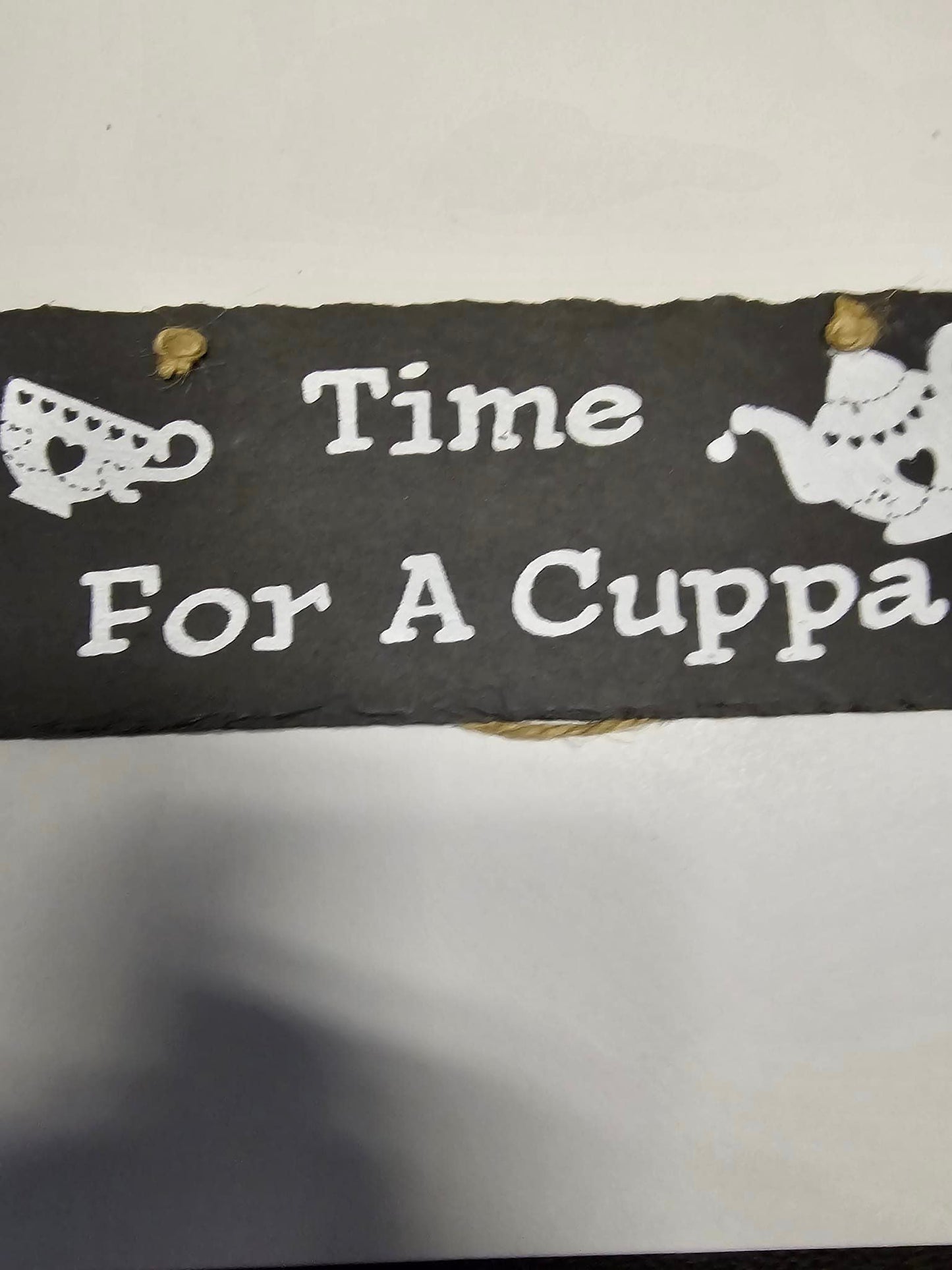 time for a cuppa slate plaque