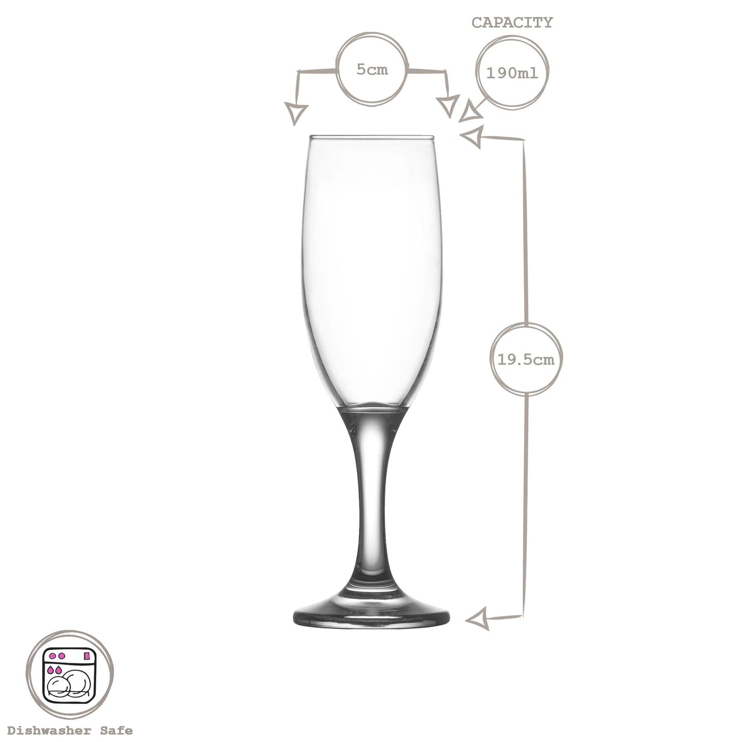 190ml Multicoloured Misket Champagne Flutes - Pack of Six