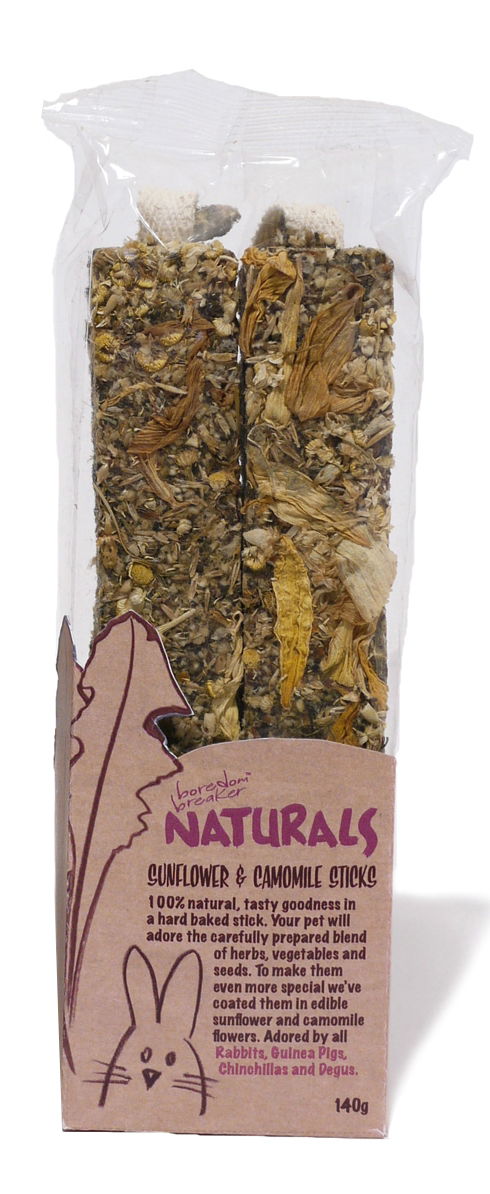 Boredom Breaker Natural Treats Sunflower and Chamomile Sticks - Case of 8