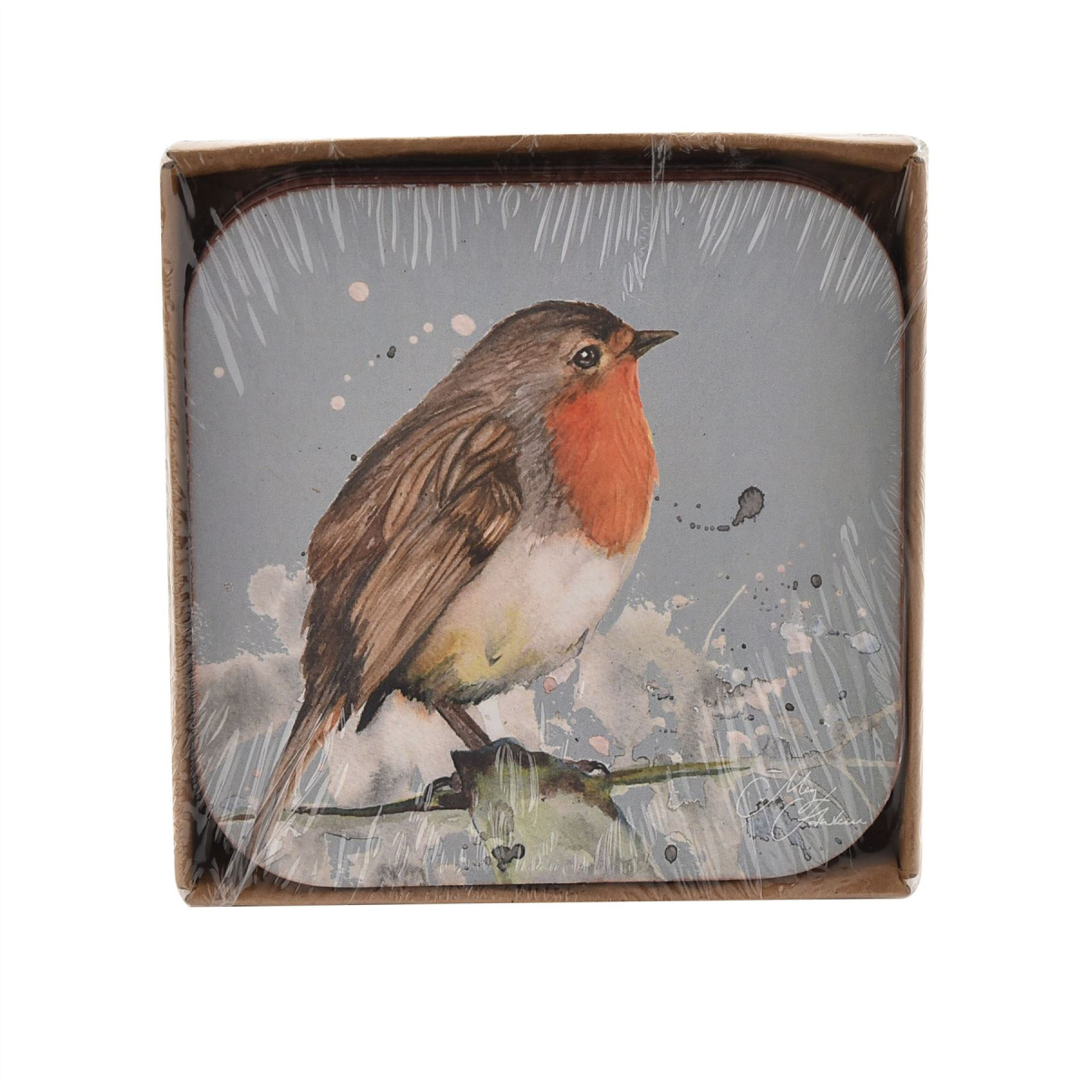 Meg Hawkins Set of 4 Coasters Robin