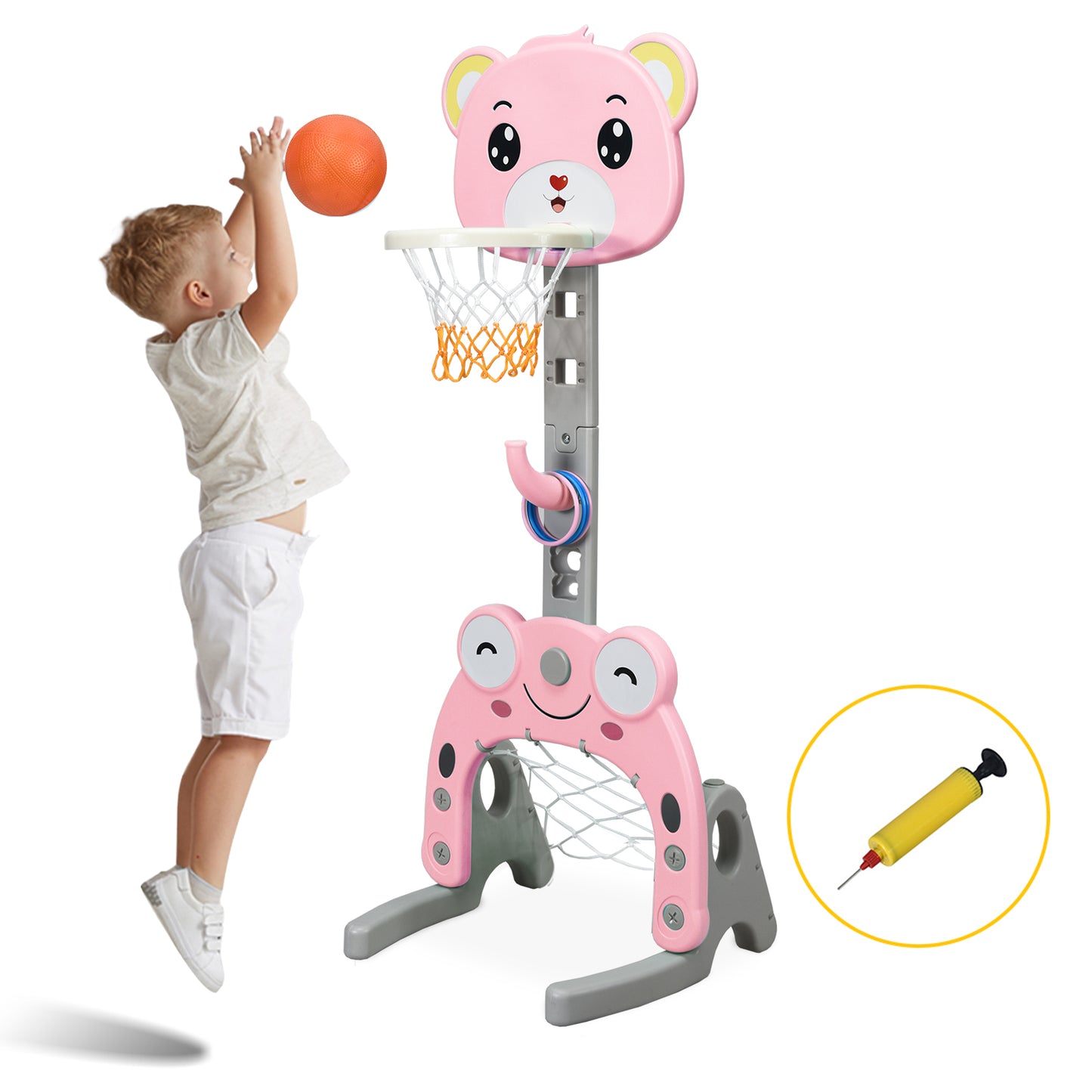 3 IN 1 Kids Basketball Hoop and Stand Set-Green