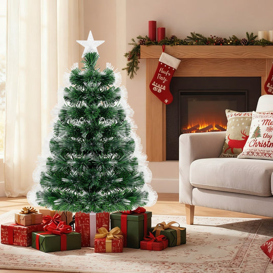 3 FT Fiber Optic Christmas Tree Artificial Pre-Lit Xmas Tree with 93 Branch Tips
