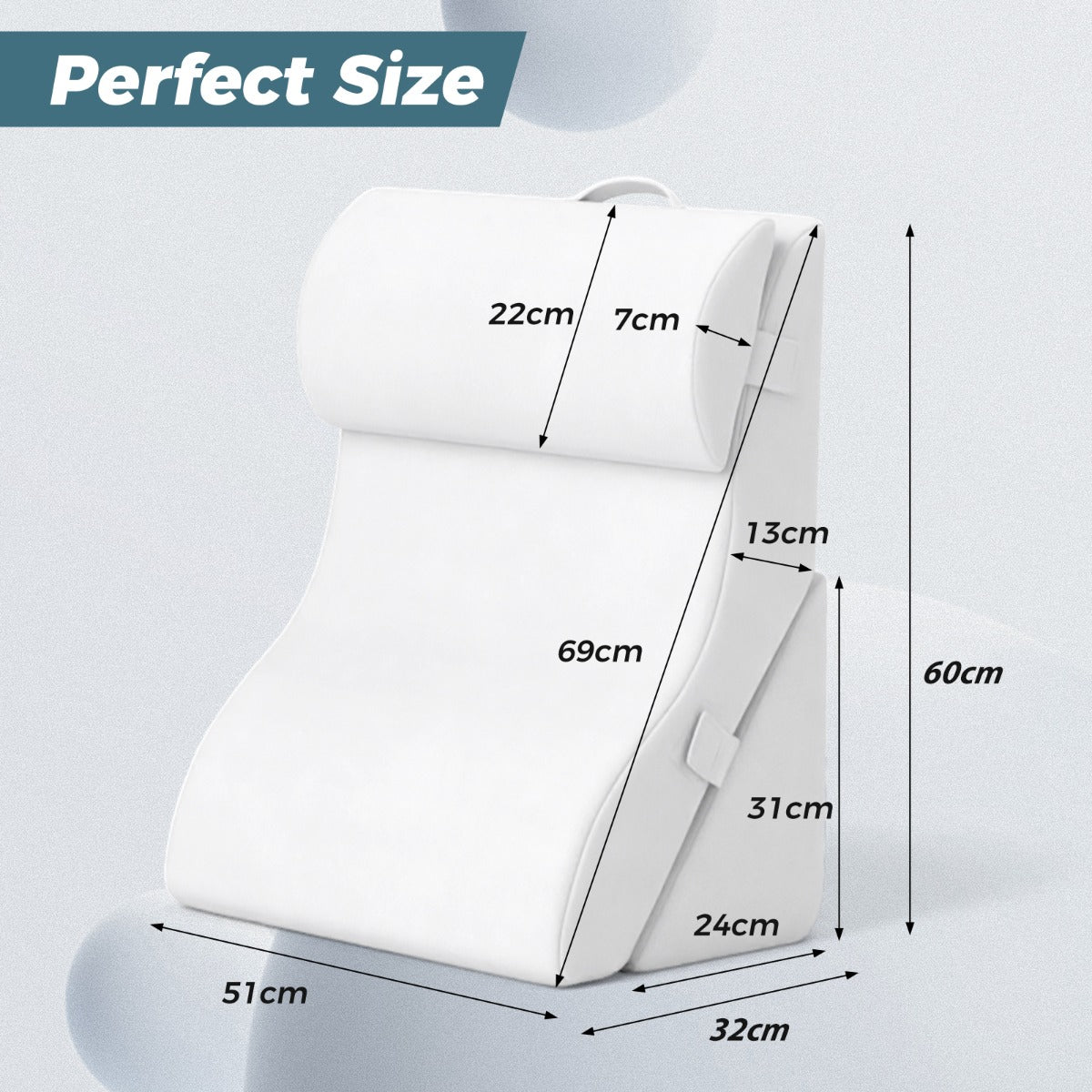 3 PCS Bed Wedge Pillow Set with Machine-washable Cover for Snoring-Grey
