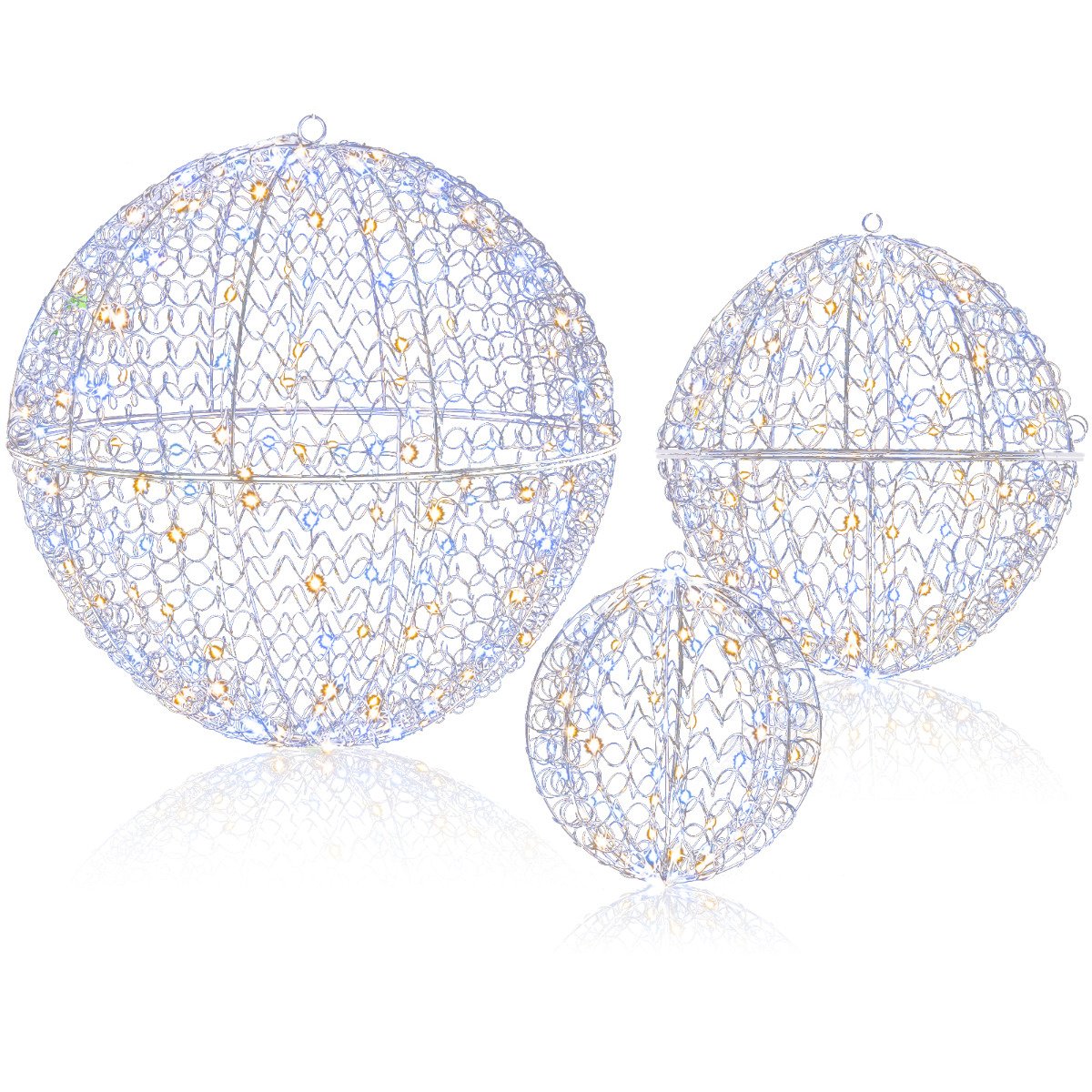 3 Pieces Lighted Christmas Balls with Light Color and 8 Dynamic Modes