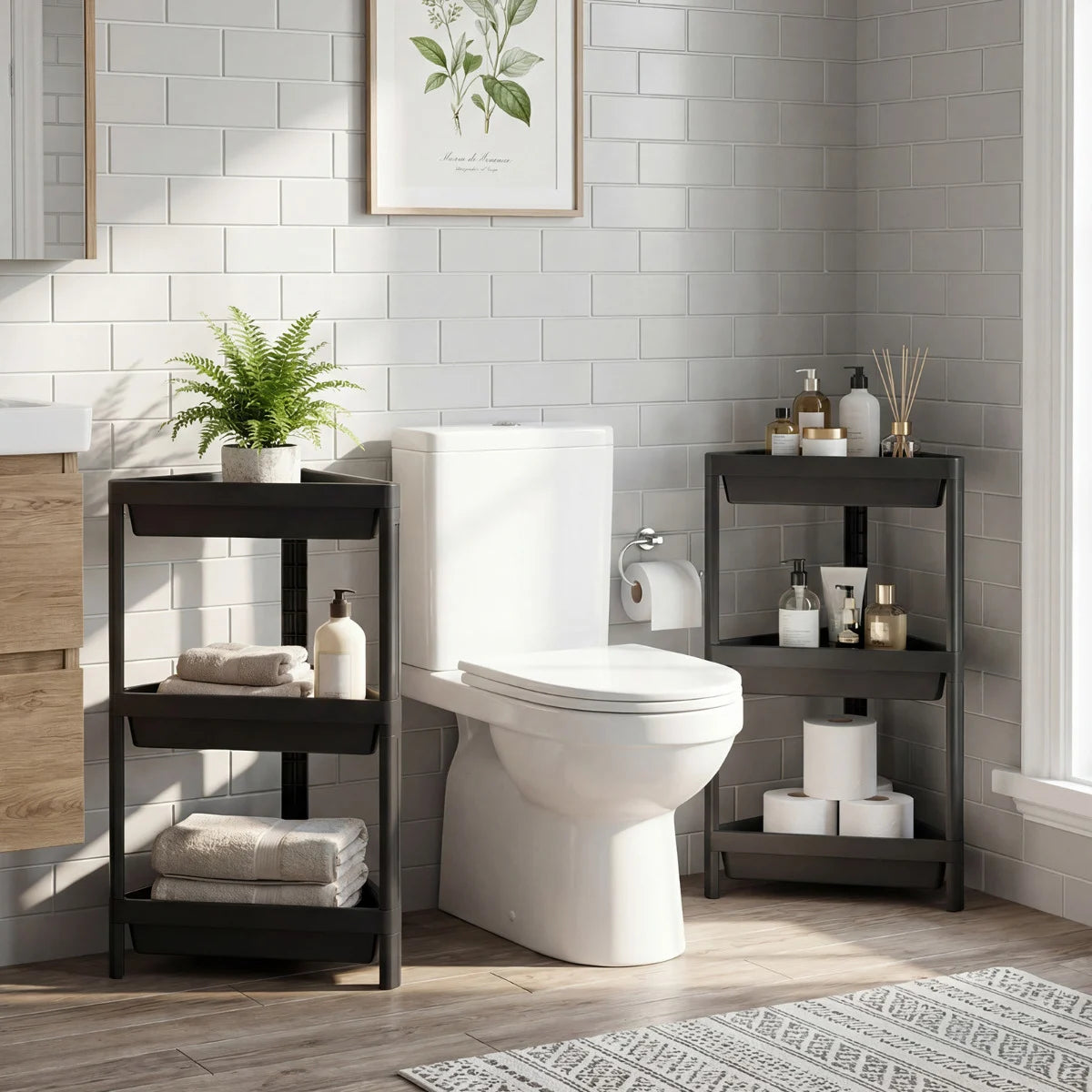 3-Tier Corner Shower Caddy 2-Pack Bathroom Standing Shelf with Detachable Design-White