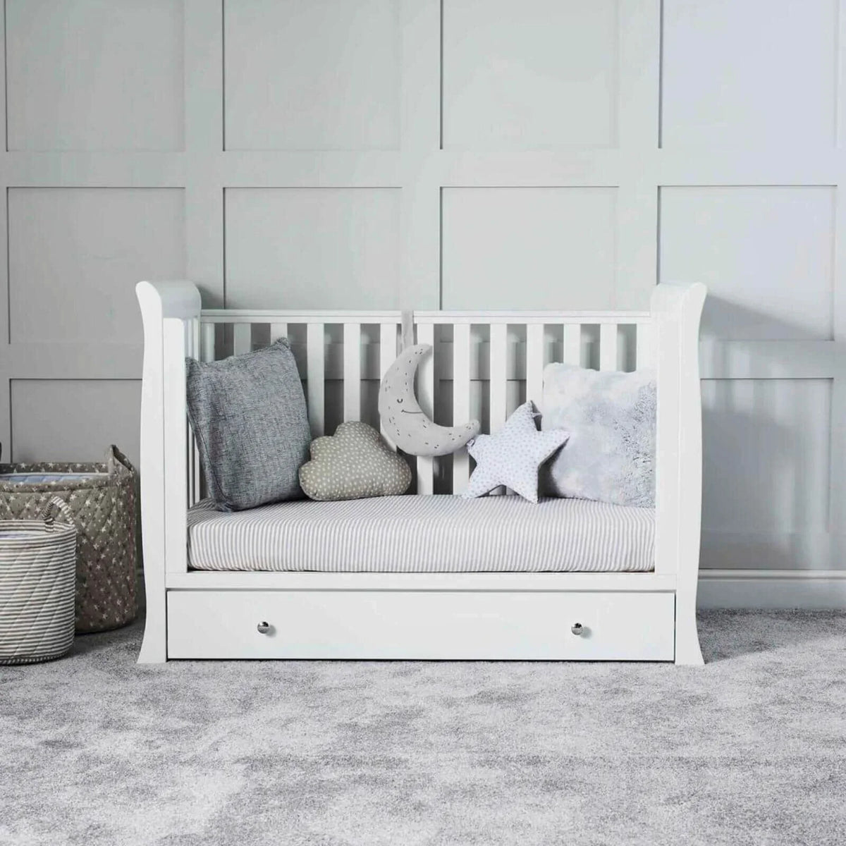 Ickle Bubba Snowdon Mini Cot Bed White - Fibre Mattress