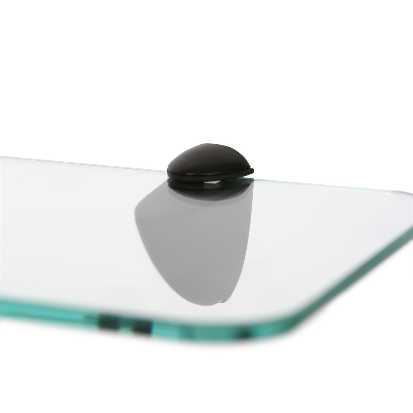 40cm Rounded Floating Glass Shelf with Black Fixings