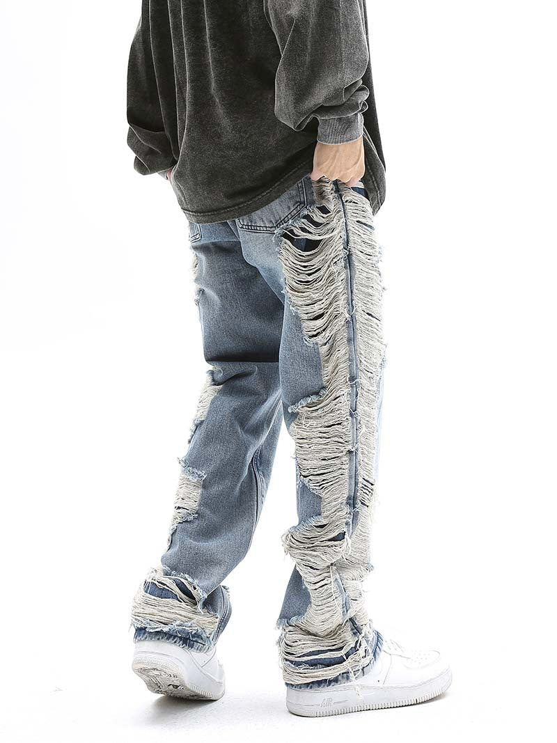 Distressed Cat Whisker Denim - Straight Fit