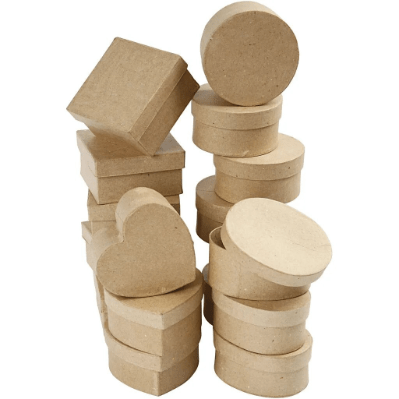 4 Assorted Boxes Natural Paper Mache Card Boxes Gift Storage Decorate Personalize