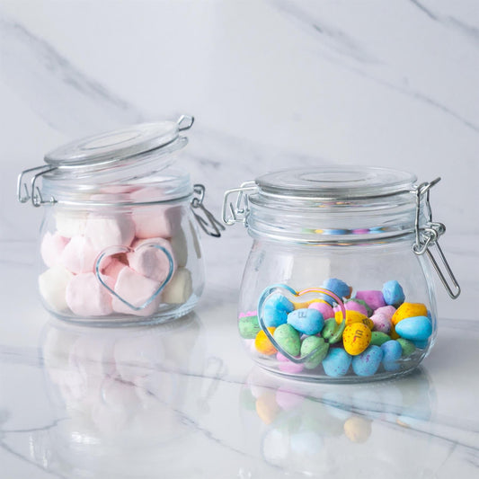 500ml Air tight Overnight oats Glass Storage Jar with Embossed Heart Detail