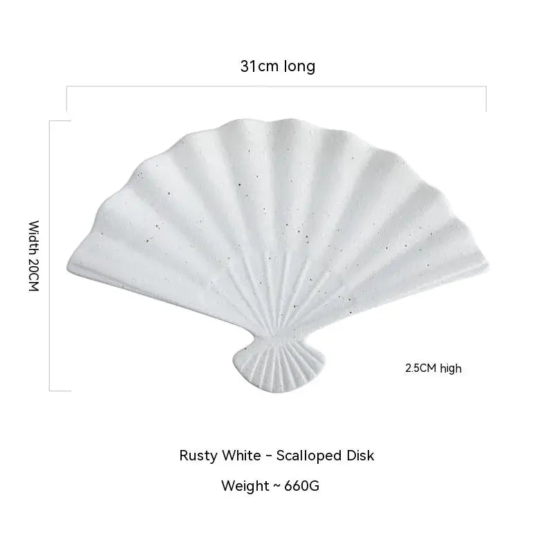 Japanese Ceramic Fan-Shaped Sushi Plate