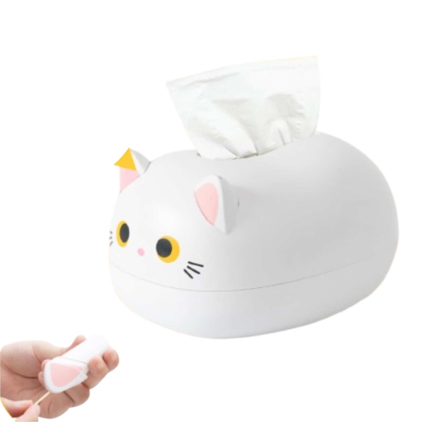 Cute Cat Tissue Box Cover, Cartoon Tissue Box Desktop Napkin Dispenser Box Cover Paper Holder Multifunction Facial Napkin Dispenser Holder for Kitchen