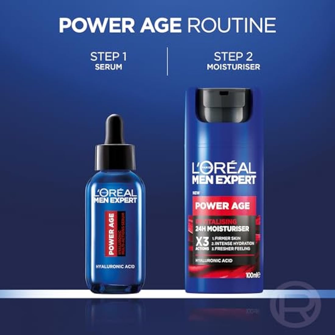 L’Oréal Paris Men Expert Power Bundle Gift Set for Men, Revitalising Moisturiser XL 100ml and Multi-action Serum 30ml, Power Age Duo With Hyaluronic Acid, for Dull and Dry Skin