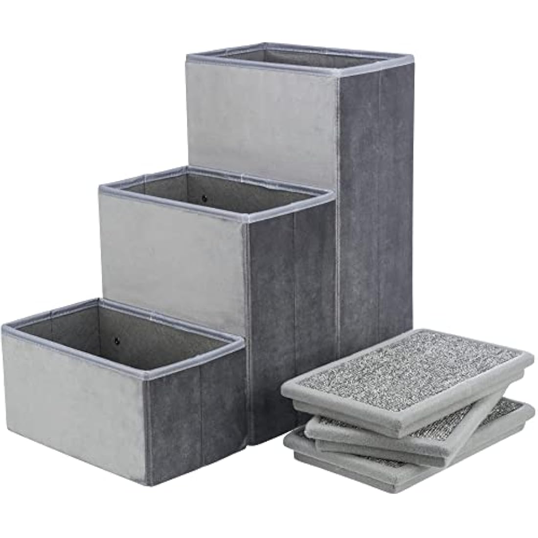 TRIXIE Velour Foldable 3-Step Pet Stairs with Storage, Collapsible, Storage Compartments for Pet Toys