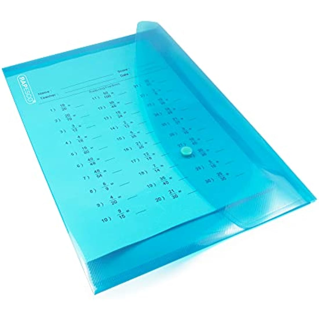Rapesco 1678 ECO Recycled Popper Wallets, A4+, Assorted Bright Transparent Colours, Pack of 40