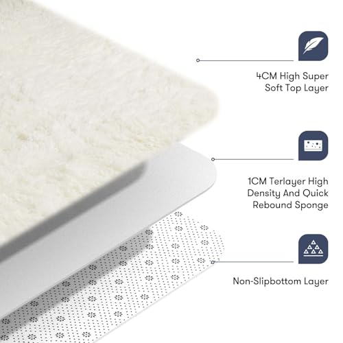 JOJOSEE Rugs Living Room, 160 x 230 cm Cream Area Rug, Anti Slip Soft Fluffy Shaggy Extra Large Floor Carpets Mat for Bedroom, Nursery Bedside(Cream,