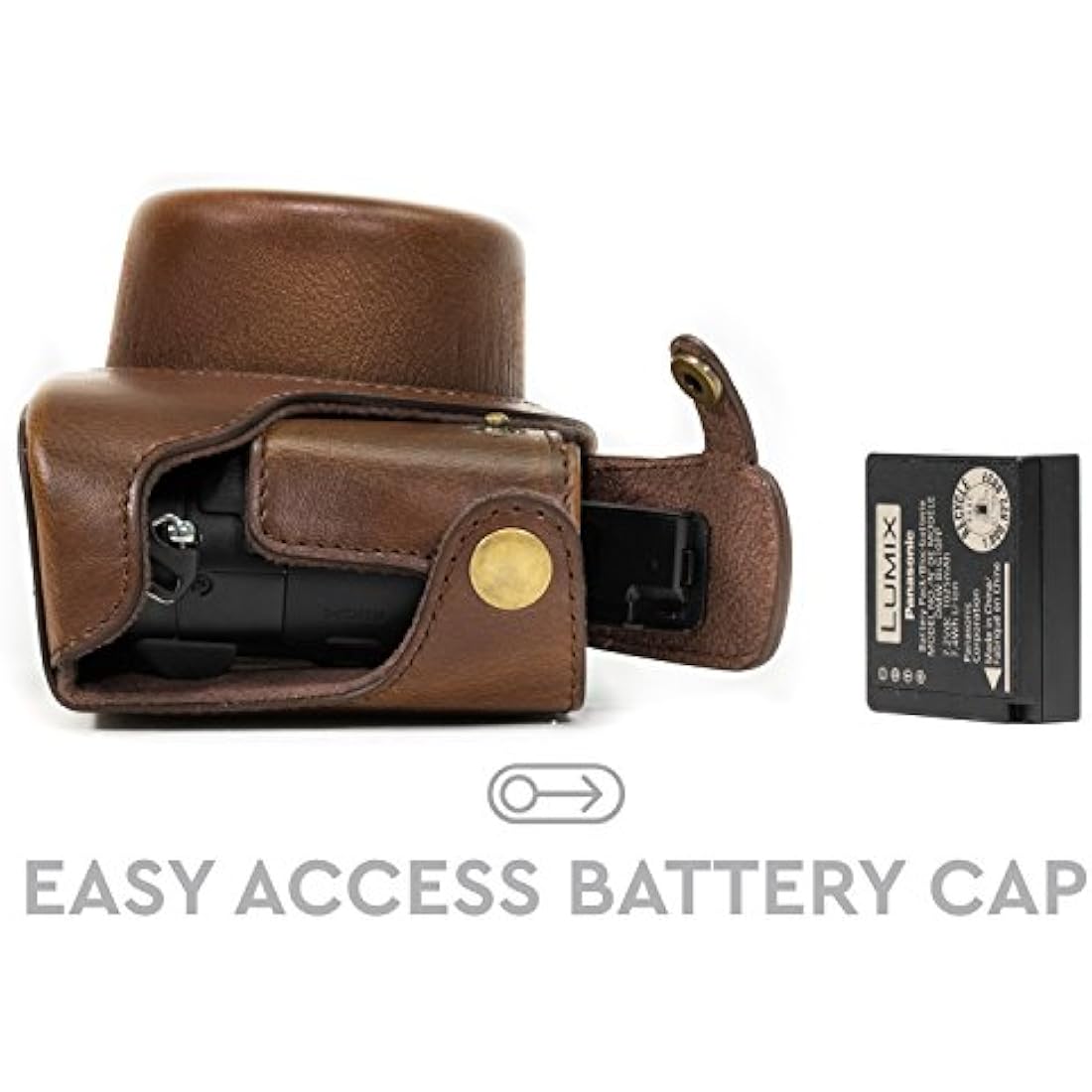 MegaGear MG662 "Ever Ready" Protective Leather Case Bag for Panasonic Lumix LX100/DMC-LX100 Camera - Dark Brown