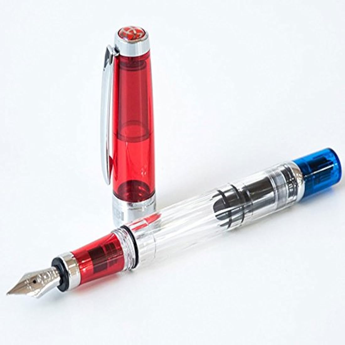 Twsbi Diamond 580 RBT, Red & Blue Nib F Fountain Pen.
