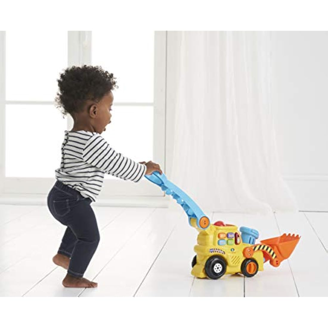 VTech POP and Drop Digger, Educational Push Along Digger for Toddler, Toy Gift for 12 Months to 2 3 Years Boys and Girls. English Version