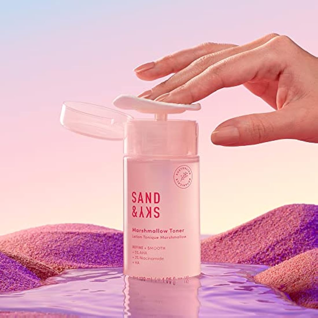 Sand & Sky Australian Essentials Brightening Toner with Niacinamide & Glycolic Acid - Marshmallow Extract Essence, Exfoliates & Strengthens Skin, 4.2 fl oz