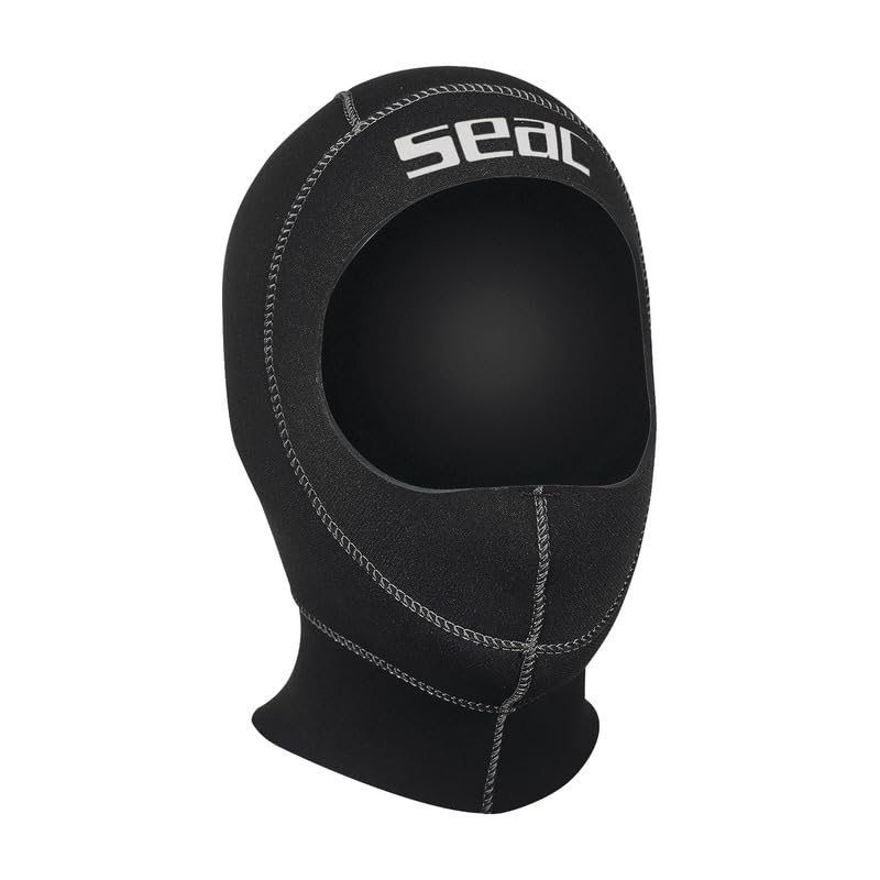 SEAC Standard Hood 5mm Standard Hood, Double-collar Hood In Ultraspan/fire Dry, Uv Protection, Suitable for Man and Ladies for Diving - Black, XL