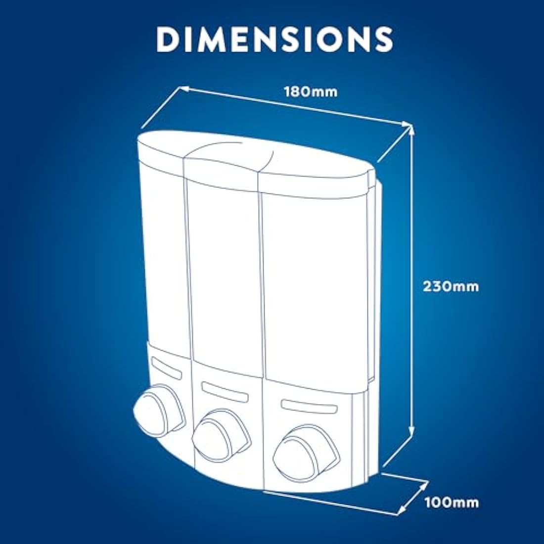 Croydex Wall Mounted Soap Dispenser - Eliminates Shower Clutter, Easy to Refill and Has a Pre-Measured Pump for Your Shower Gel, Shampoo and Conditioner, Mount On Corner or Flat Wall (White, 3x450ml)