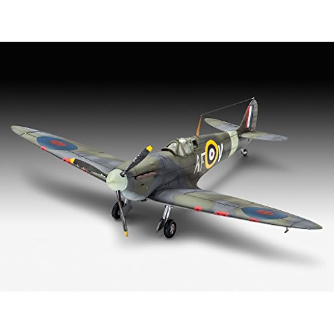 Revell Model Set 63953 Spitfire Mk.IIa 1:72 Scale Unbuilt/Unpainted Plastic Model Kit with Contacta Professional Glue, Paintbrush & Selected Aqua Color Paints