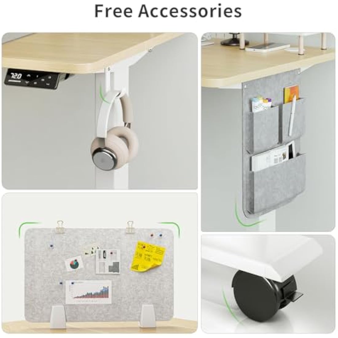 MAIDeSITe Electric Standing Desk Height Adjustable Standing Desk Sit Stand Desk Stand Up Desk with Headphone Hook 100 * 60cm Desktop for Home Office