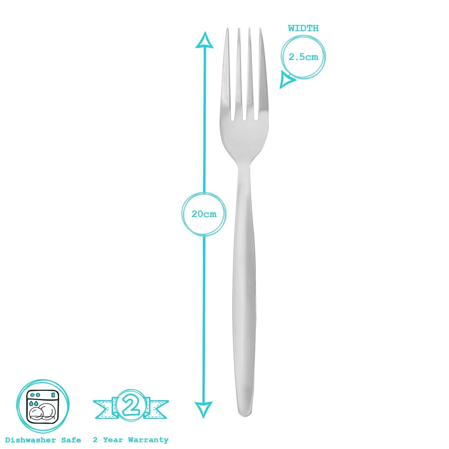 Classic Stainless Steel Dinner Forks - Pack of 6