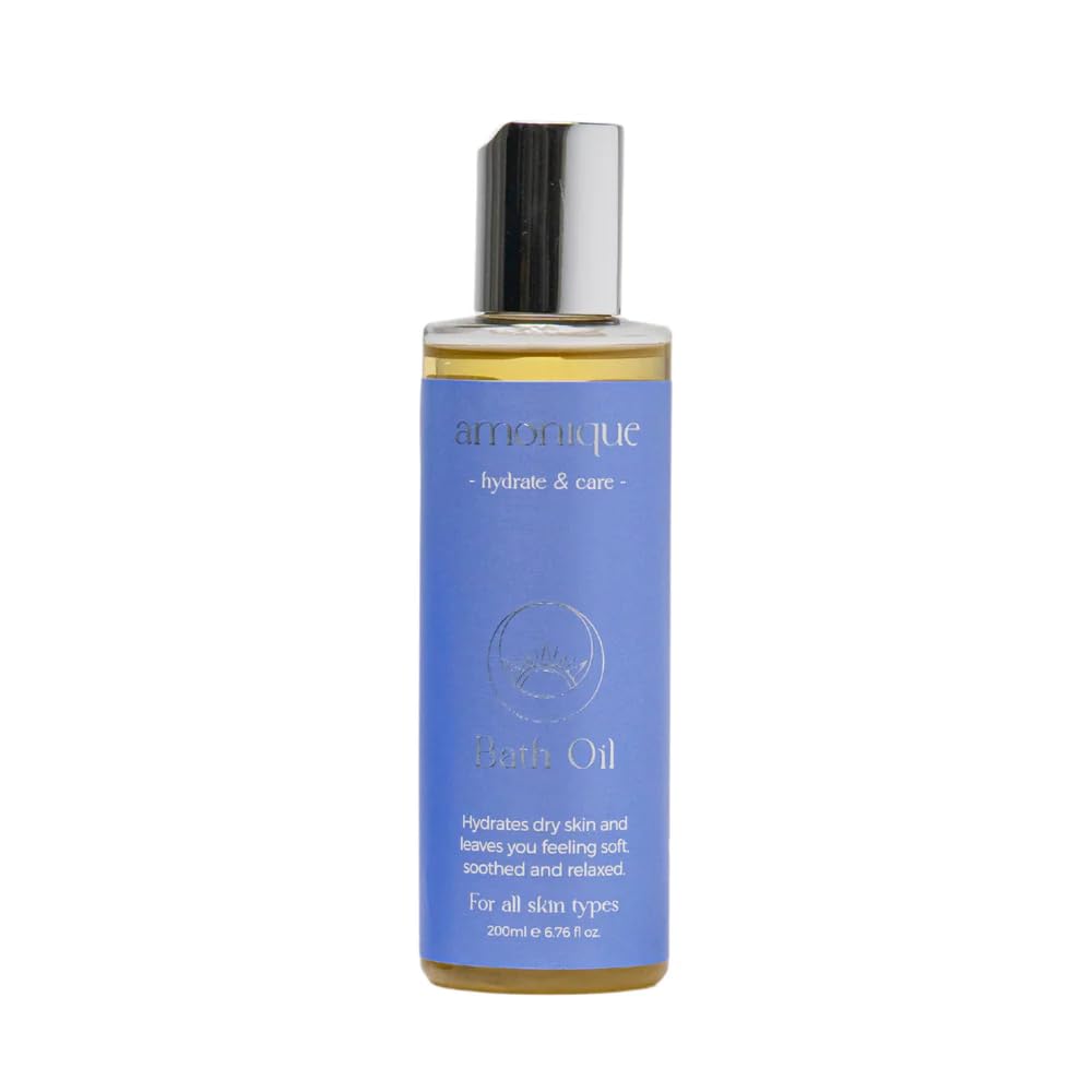 Amonique Hydrate & Care Bath Oil 200ml ? Nourishing Blend with Sweet Almond, Rosehip, and Avocado Oils for Softening and Relaxing Bath Experience