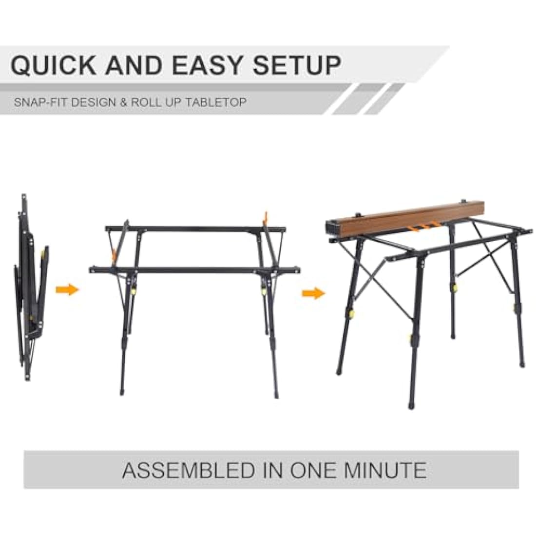 Portal Camping Tables That Fold up 90×53cm Picnic Table Folding Portable with Height Adjustable Legs Collapsible 3ft Aluminium Rollup Outdoor Lightweight Foldable for Beach Fishing Garden BBQ