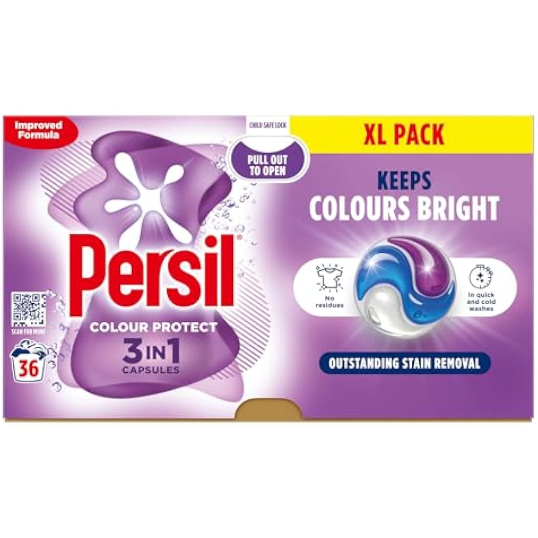 Persil Colour Protect 3 in 1 Washing Capsules keeps colours bright for outstanding stain removal in quick & cold washes 108 washes (3x 36)