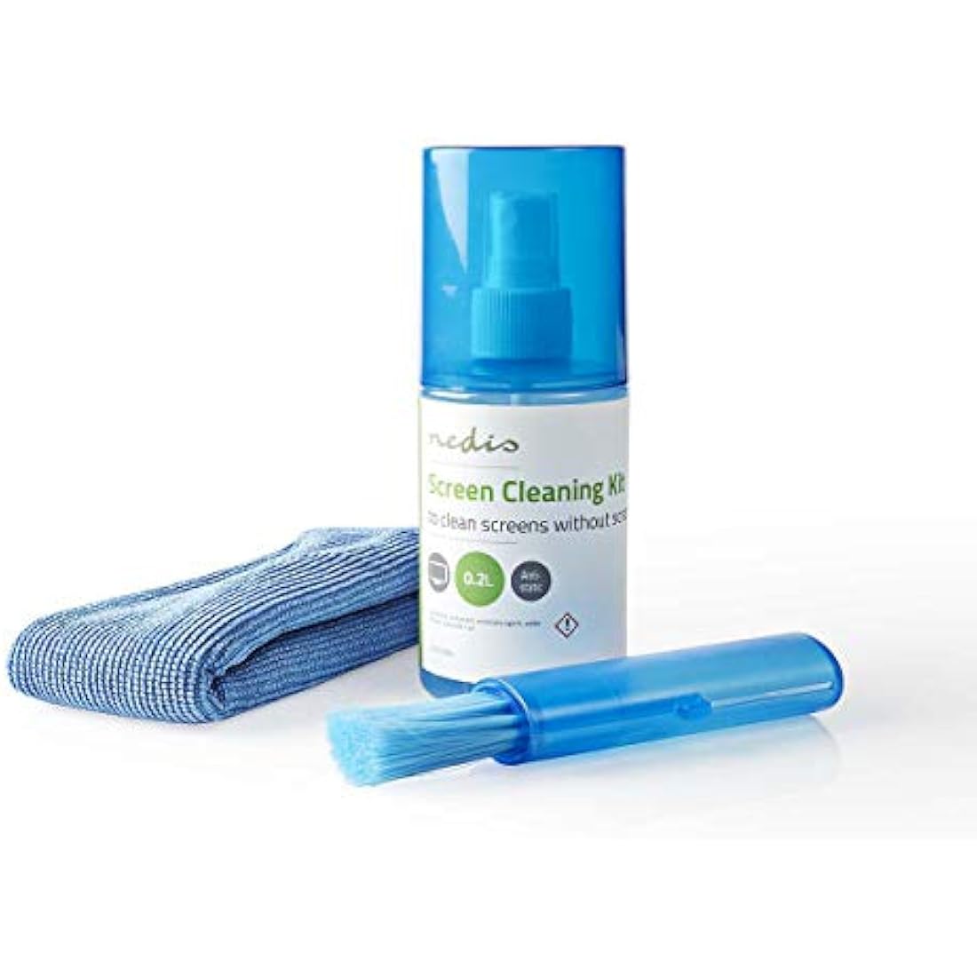 NEDIS Screen Cleaner Kit for TV, PC, Smartphone & Tablet, 200 ml Spray, Brush & Pearl Cloth
