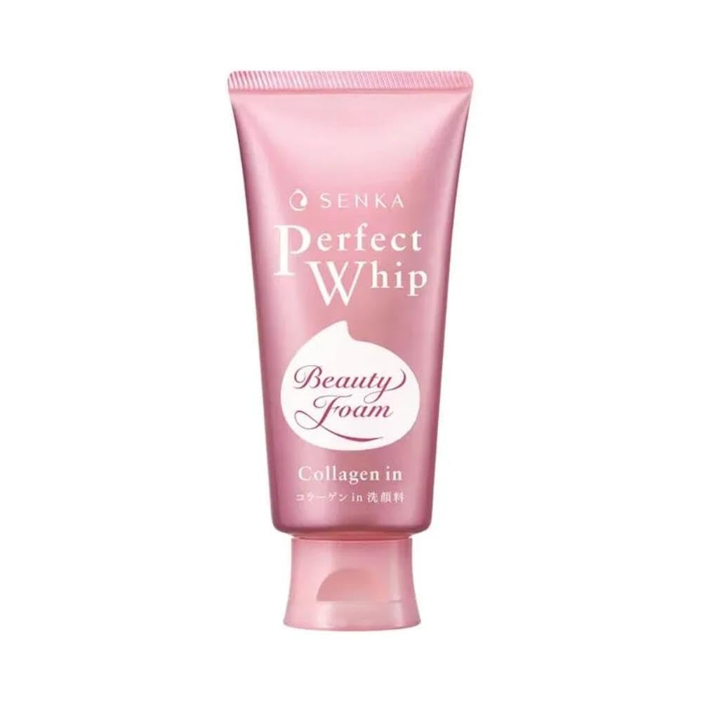 Senka Perfect Whip Collagen In 120g, Moisturising Facial Cleansing Foam, Enriched with Collagen and Hyaluronic Acid, Made in Japan
