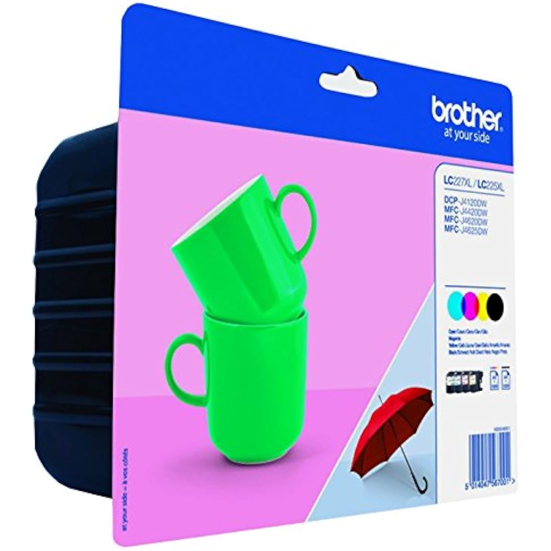 Brother LC-227XLBK/LC-225XLC/LC-225XLM/LC-225XLY Inkjet Cartridge, Black/Cyan/Magenta/Yellow, Multi-Pack, High Yield, Includes 4 x Inkjet Cartridges, Brother Genuine Supplies