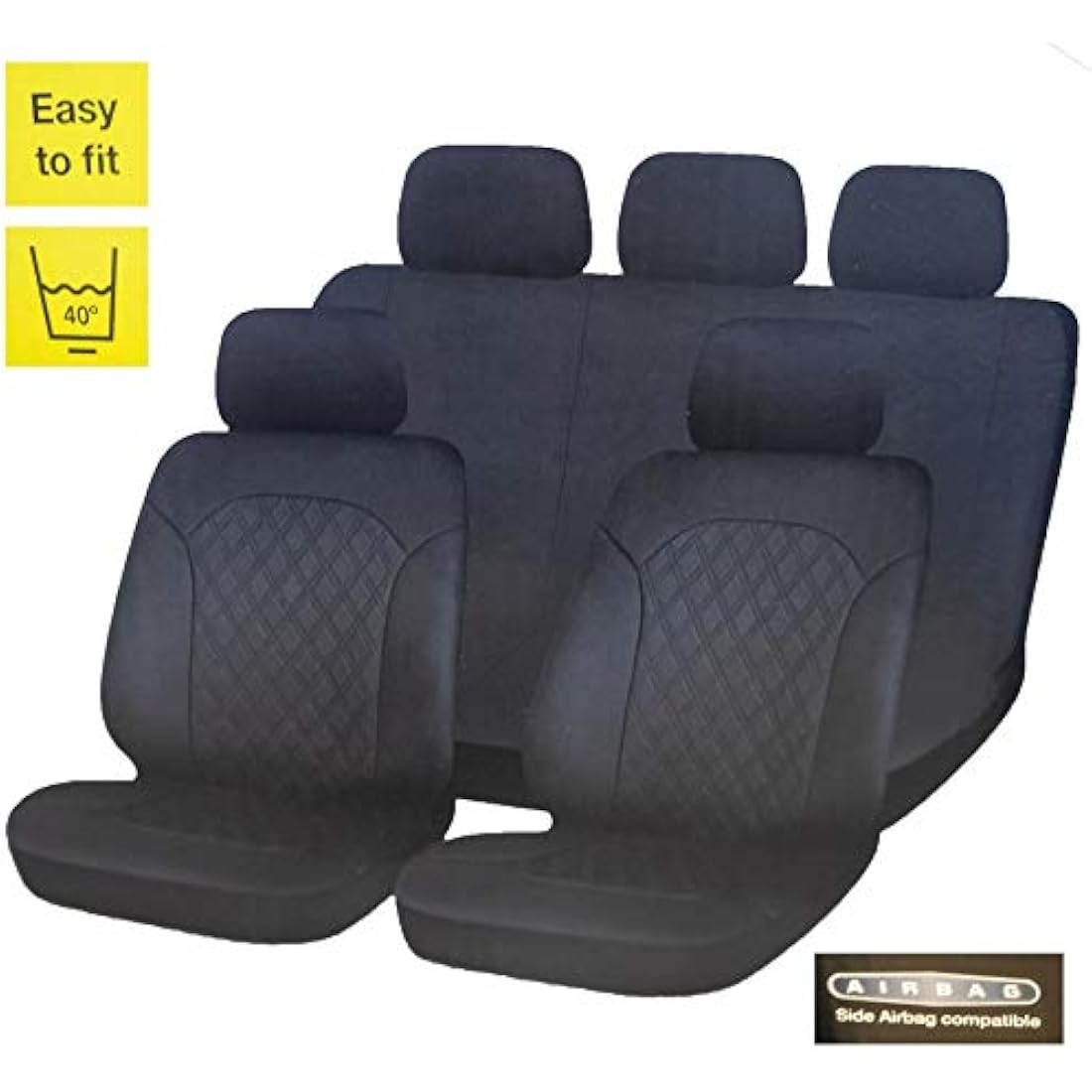 UKB4C Leatherette Full Set Front & Rear Car Seat Covers for VW Volkswagen Golf All Models