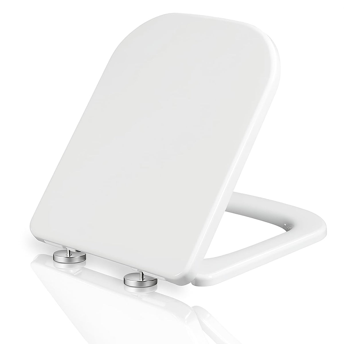 Mass Dynamic Square Toilet Seat with Soft Close Top Fix Toilet Seats with One Button Quick Release Cleaning for Better Hygiene, Rectangle Loo Seat