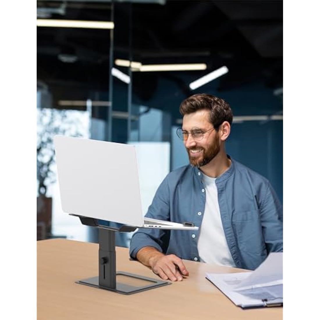 SOUNDANCE Adjustable Laptop Stand for Desk, Computer Stand, Ergonomic Laptop Riser Holder Compatible with 10 to 17.3 Inches Notebook PC Computer, BLACK