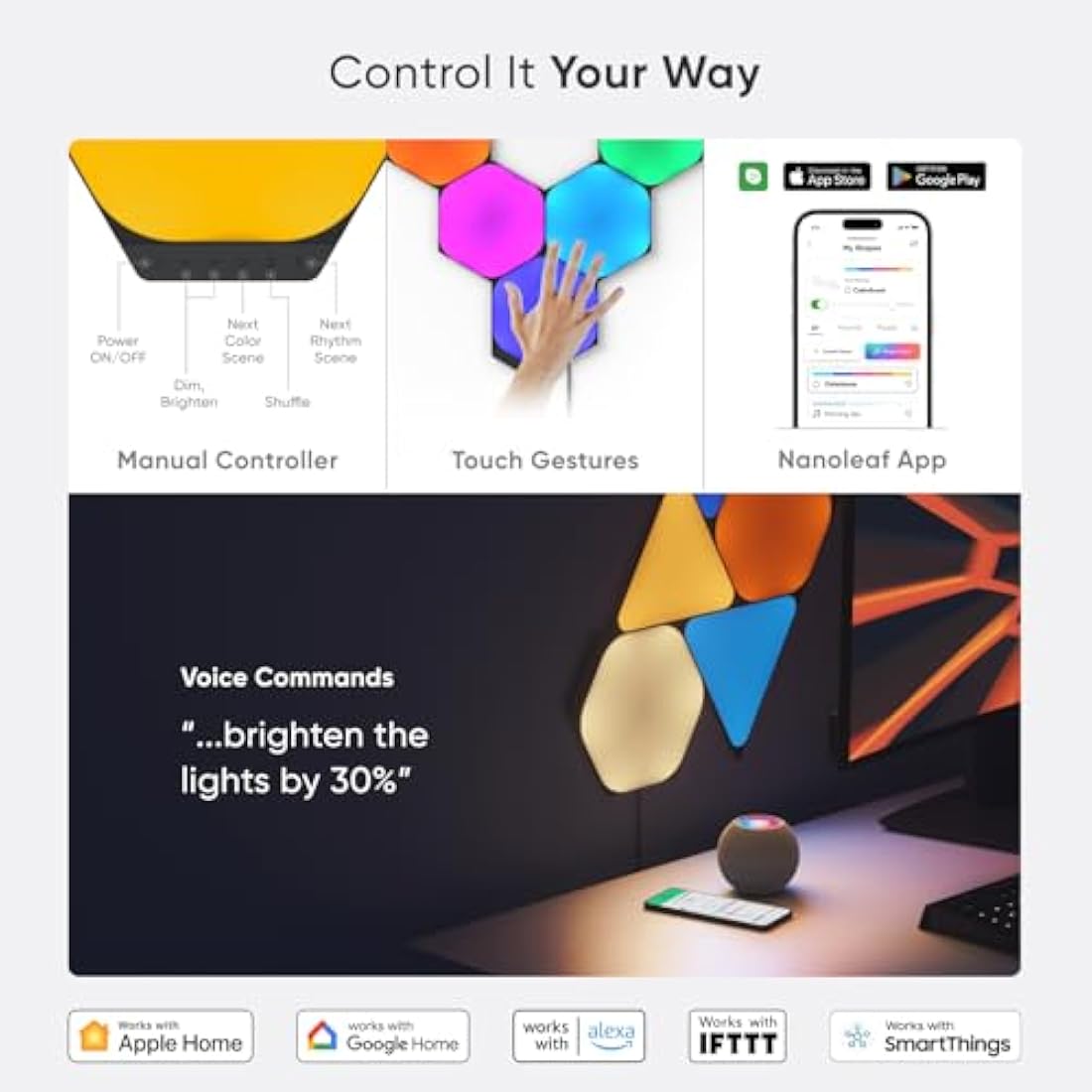 Nanoleaf Shapes Ultra Black Triangle Expansion Pack, 3 Additional Smart Light Panels LED RGBW - Modular Wi-Fi Colour Changing Wall Lights, Works with Alexa Google Assistant Apple Homekit