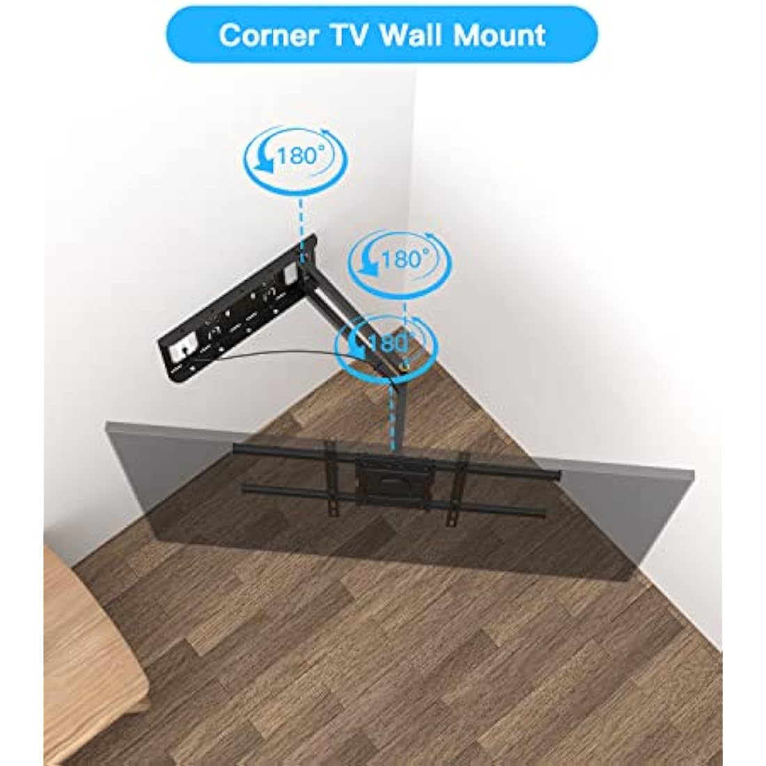 TV Wall Bracket Mount WHYFONE Long Reach TV Wall Bracket with 650mm Smooth Extension, Swivel Tilt Extend Corner TV Wall Mount Bracket for 32-70 Inch Flat & Curved TVs up to 35kg, max. VESA 600x400mm