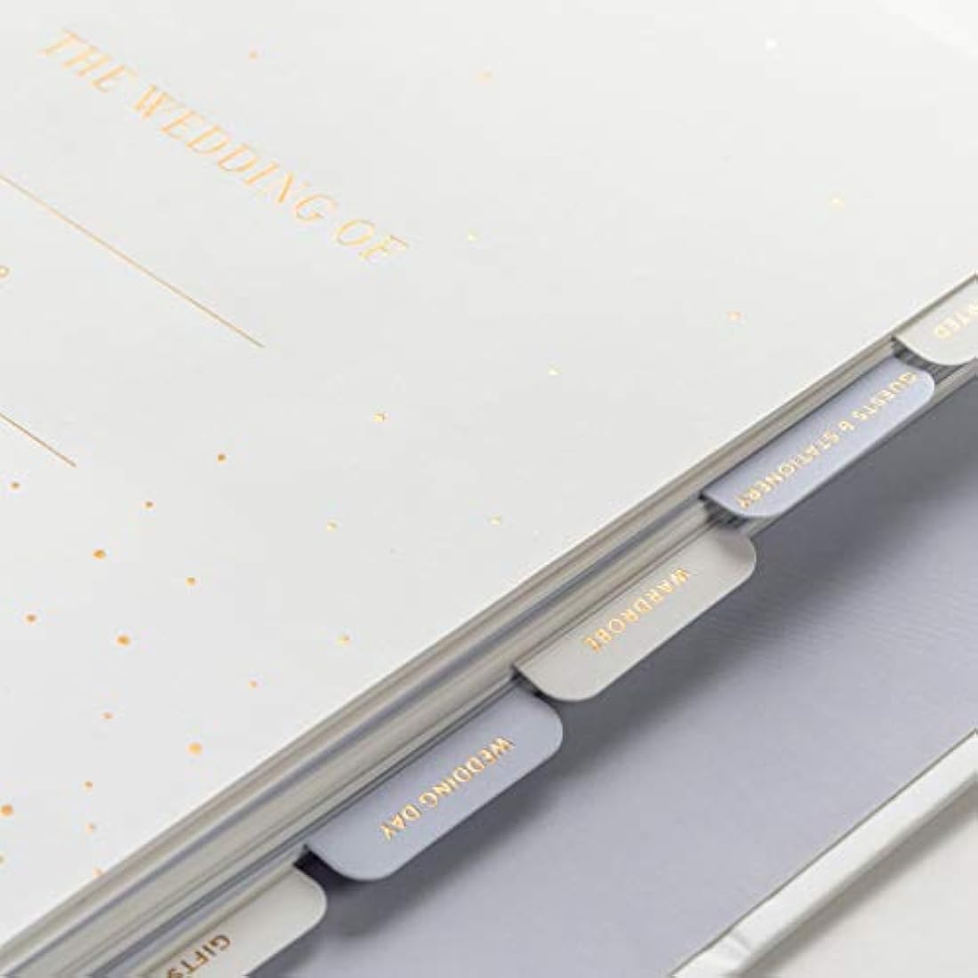 Busy B Wedding Planner - Beautiful white & gold spiral-bound wedding organiser with 6 tabbed sections and storage pockets. Perfect engagement gift.